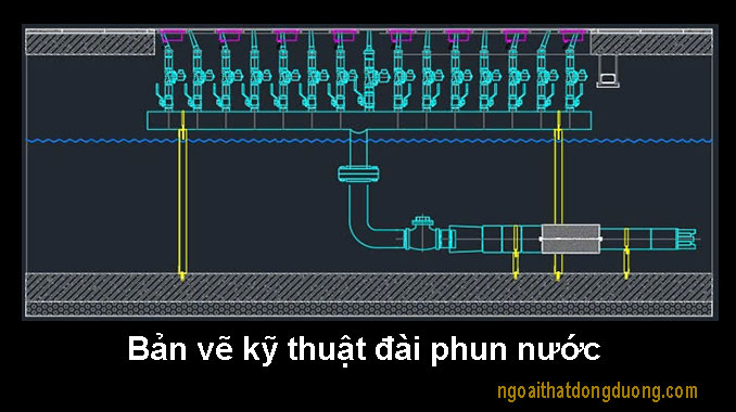 Bản vẽ kỹ thuật thi công đài phun nước